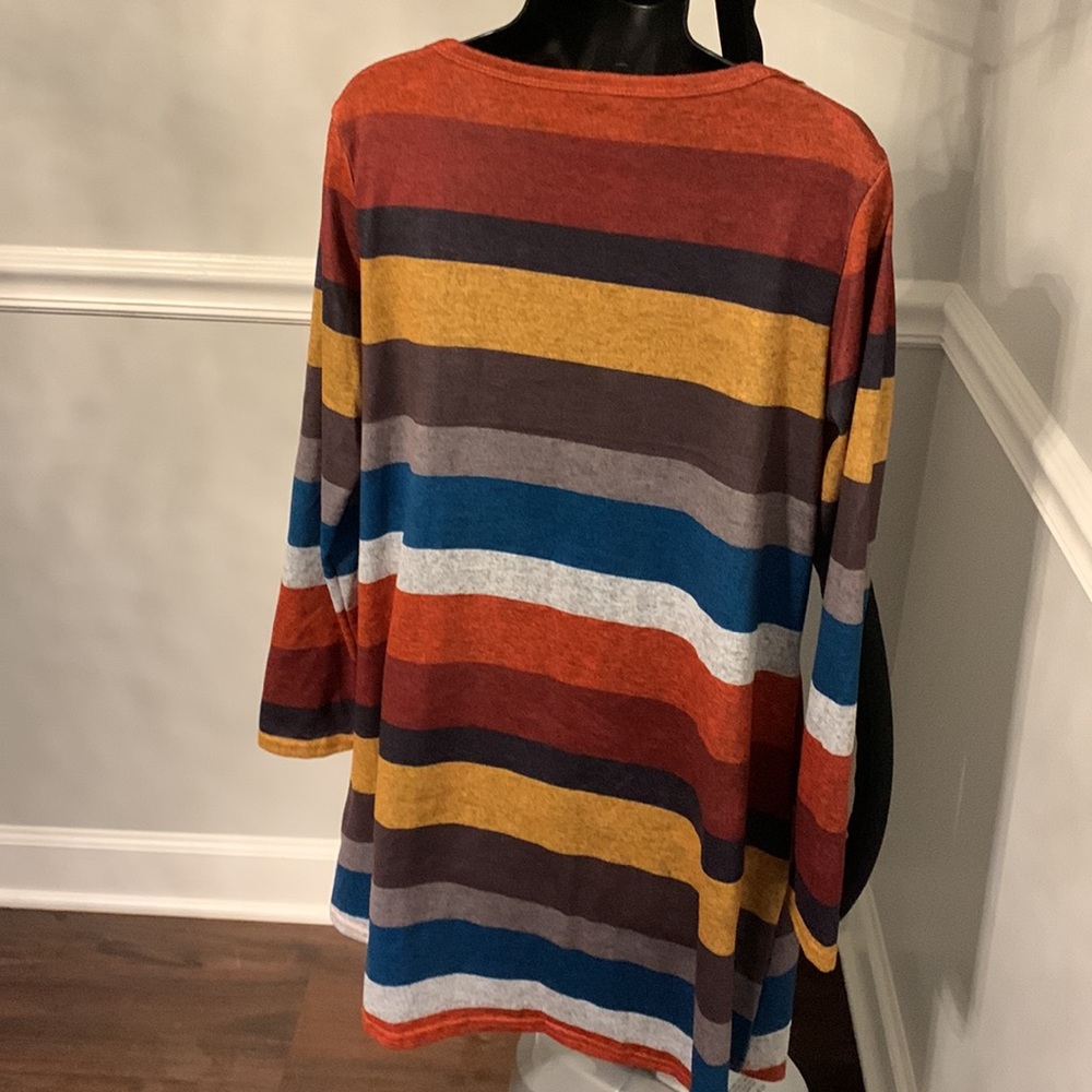 Striped Sweater Knit A-Line Dress Size L - Picture 4 of 8